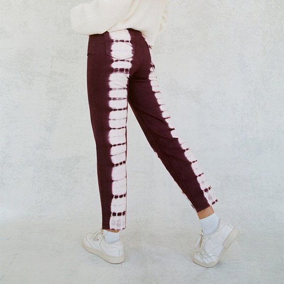 PacSun Tie Dye High Rise Straight Fit Jean, Women's Size 24 - Raspberry - Picture 2 of 16